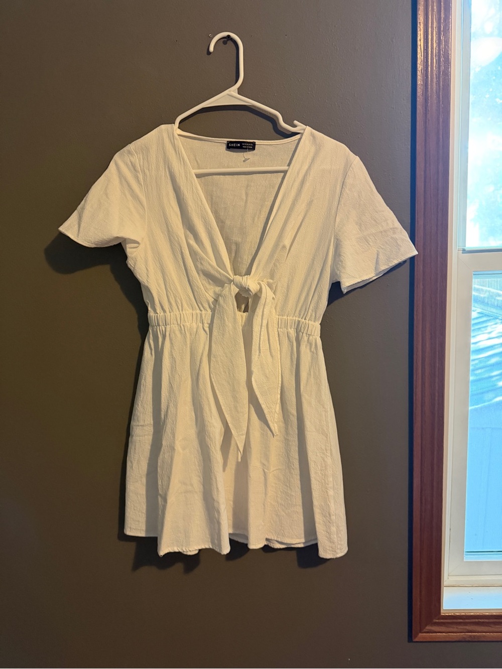 White Tie-Front bathing suit cover up